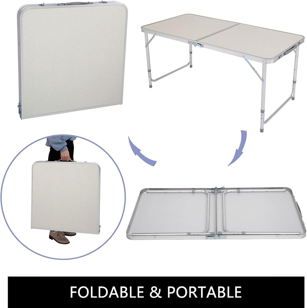White 4 Feet Adjustable Aluminum Folding Table N3070