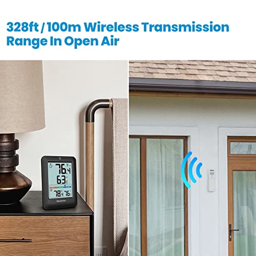 Black Wireless Indoor Outdoor Thermometer Hygrometer with 2 Sensor G45838