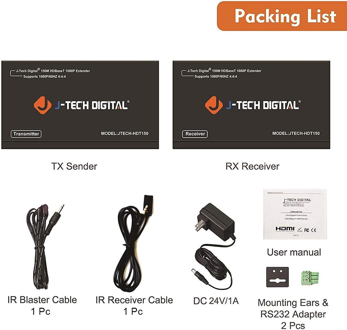 HDMI Extender Over Cat6 150m 1080P with IR T329