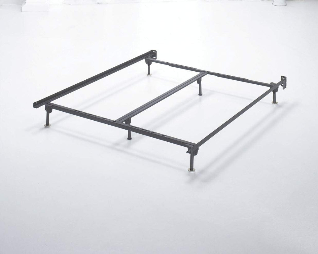 Black Adjustable Metal Bed Base Frame with Floor Glides W4292