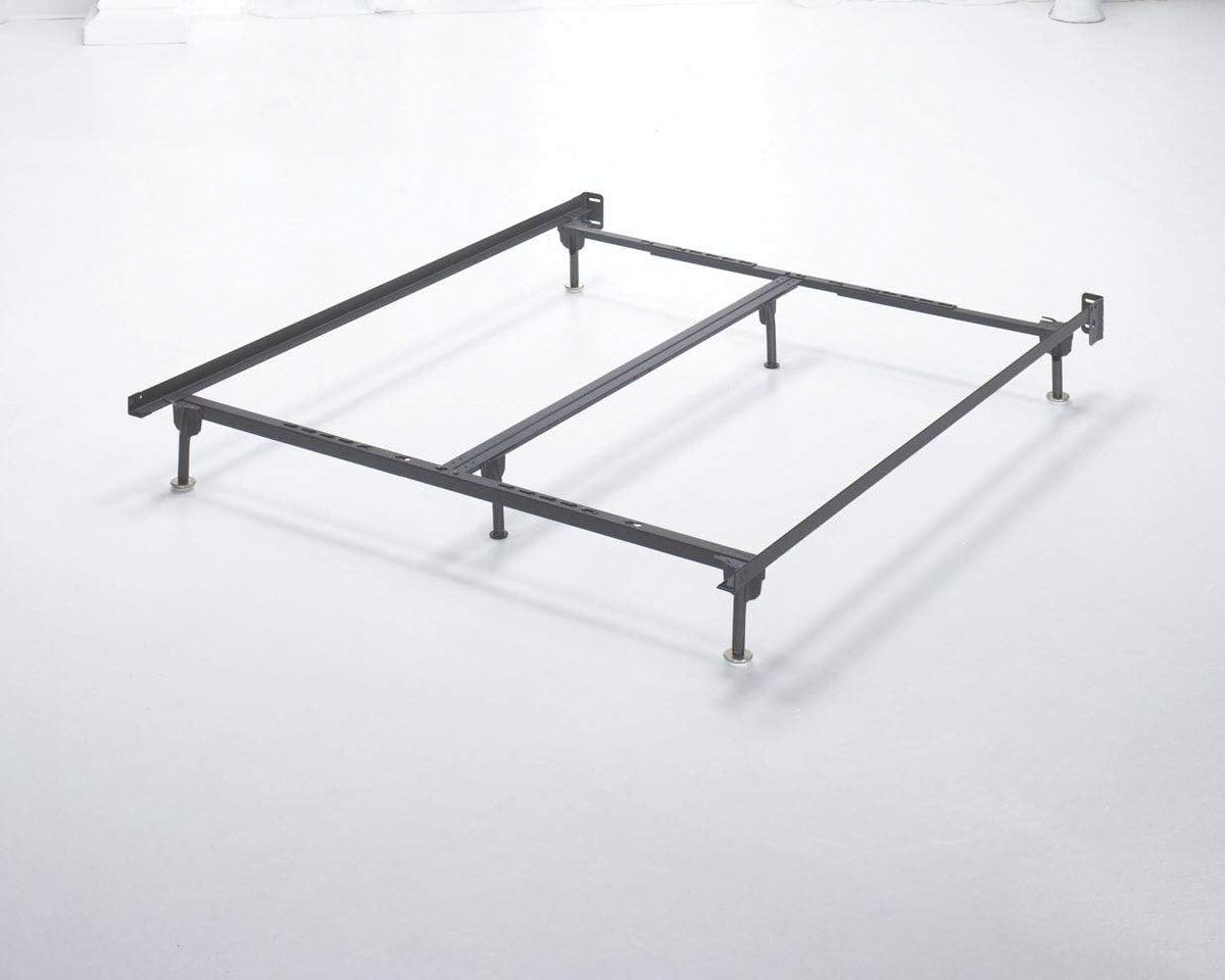 Black Adjustable Metal Bed Base Frame with Floor Glides W4292