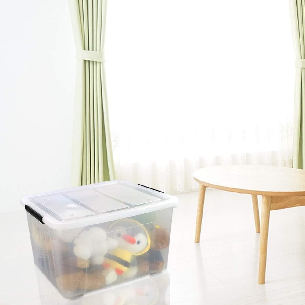 Clear Plastic Storage Box with Wheels, Set of 4 S473230