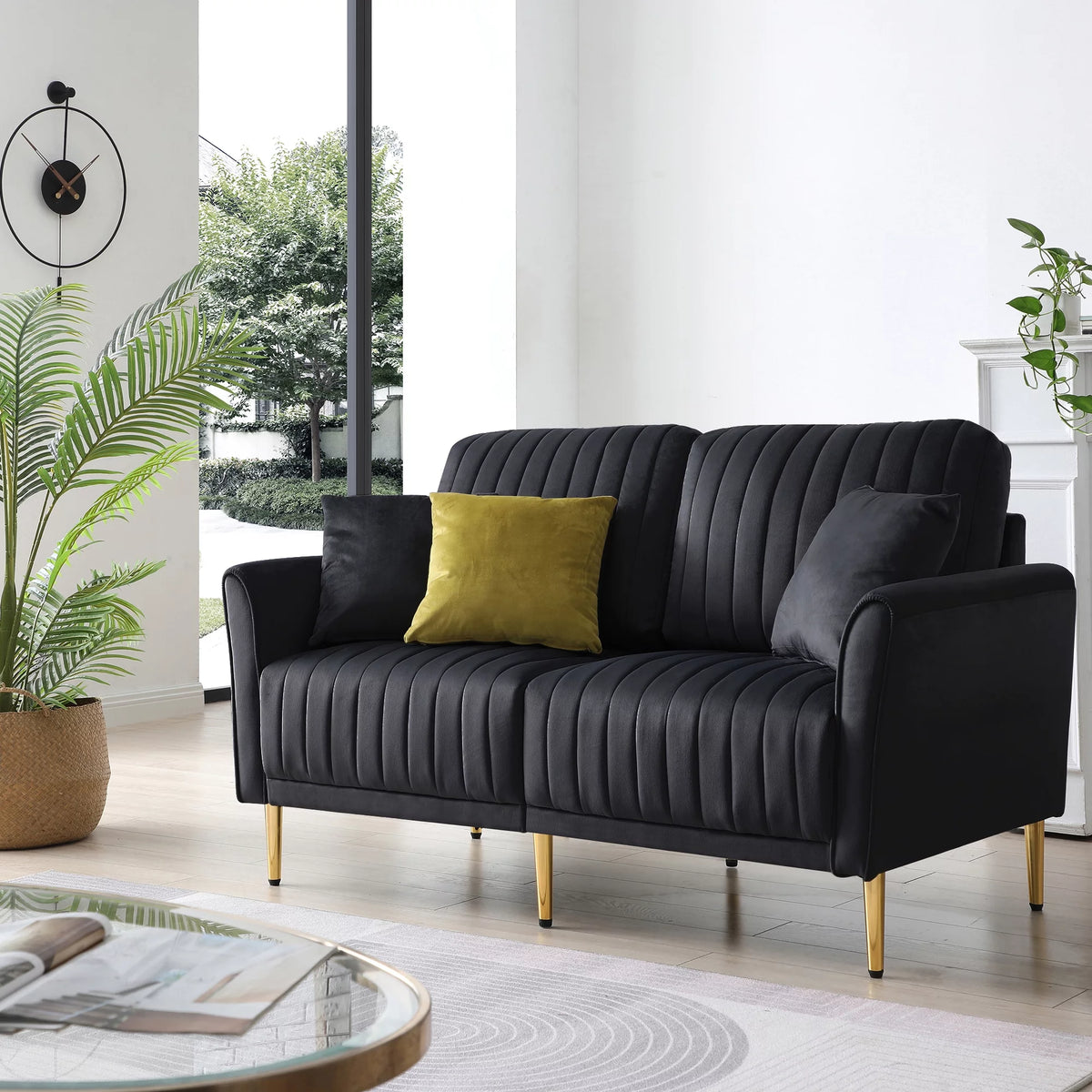 Black Velvet Loveseat R14771