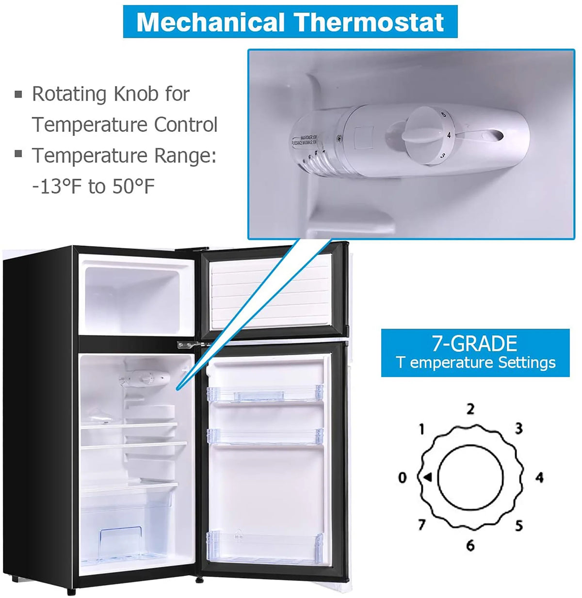 2 Doors 3.4 cu ft. Compact Mini Refrigerator Freezer D184