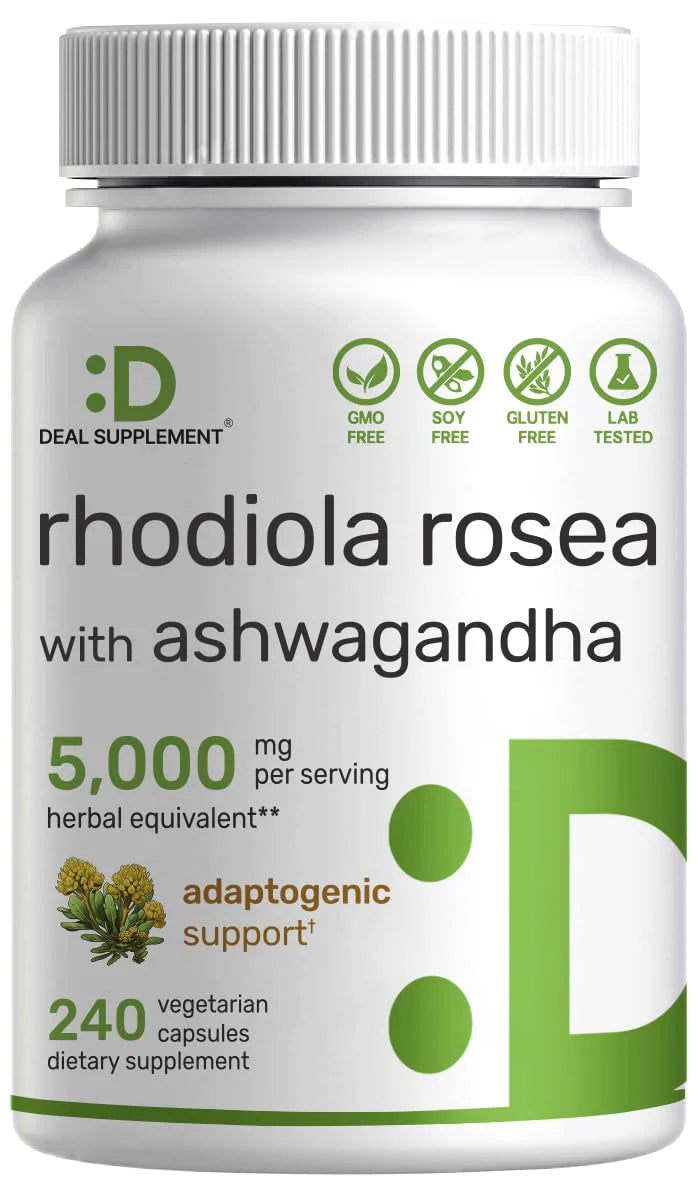 Rhodiola Rosea with Ashwagandha 240 Veggie Capsules J403402