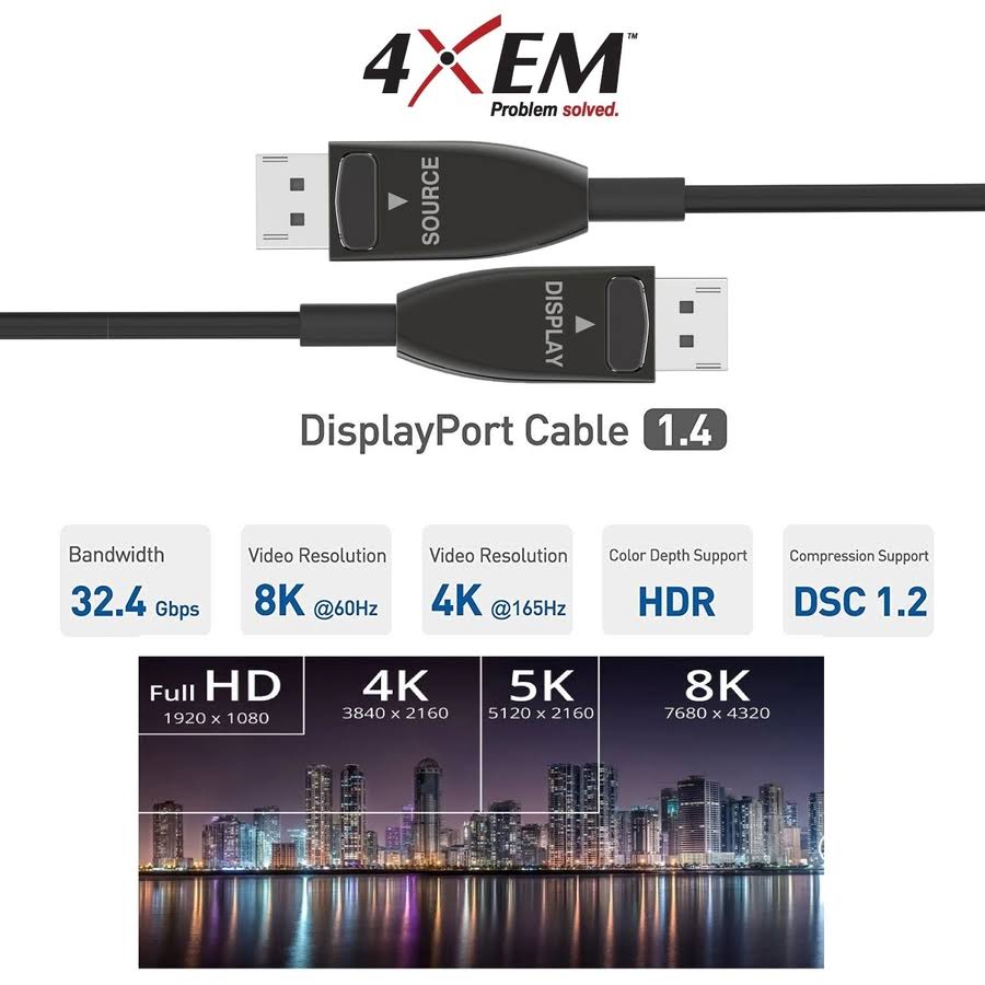 10M 33ft Active Optical Fiber DisplayPort Cable T9836