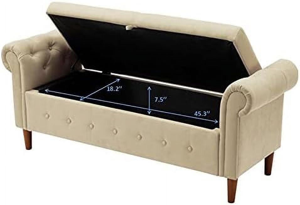 Velvet Tufted Ottoman Sofa Bench with Pillow Y23823