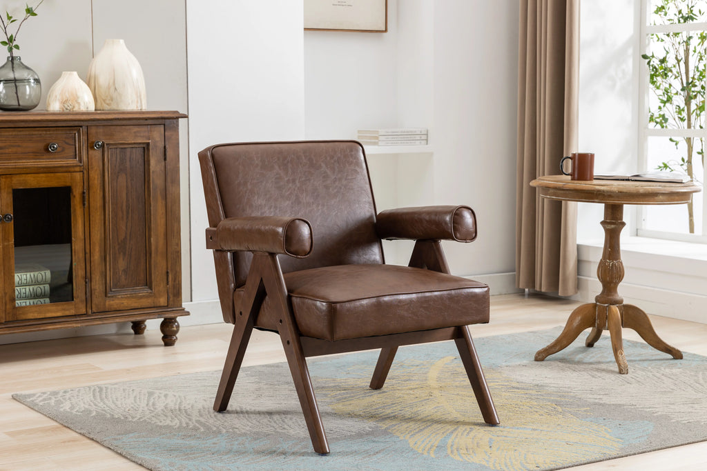 Leisure Chair with Solid Wood Armrest and Feet R520