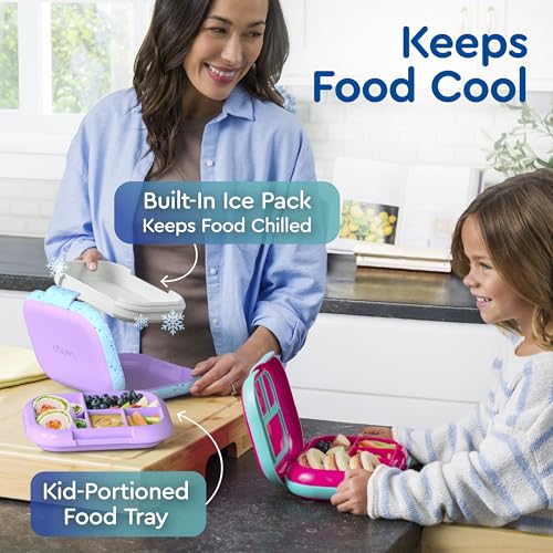 Kids Leak-Proof 4-Compartment Bento Lunch Box with Built-In Ice Pack L40750