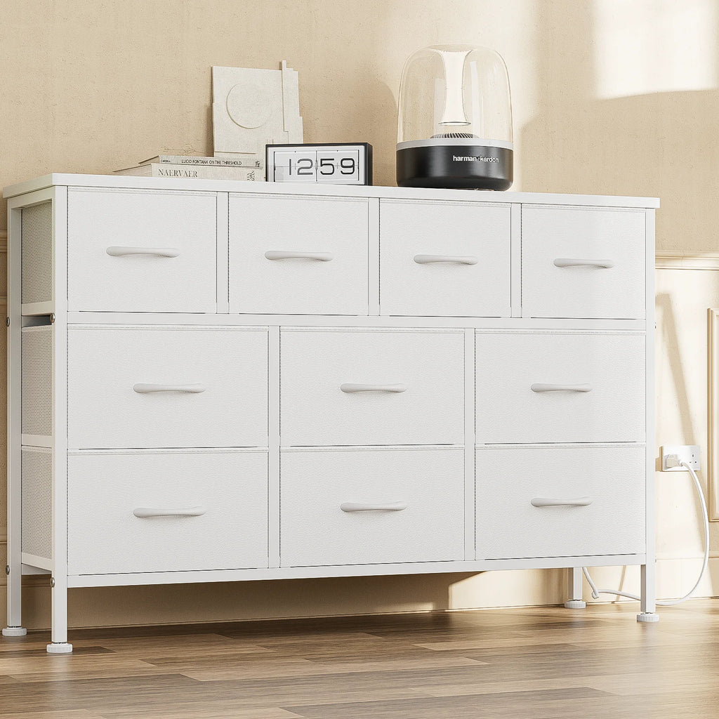 Brown 10 Drawer Fabric Dresser TV Stand P16563