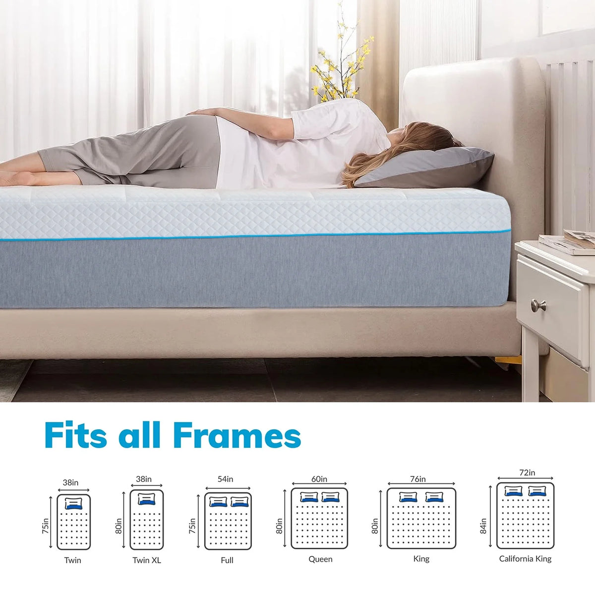 14 inch Medium Firm Gel Memory Foam Queen Mattress J961857