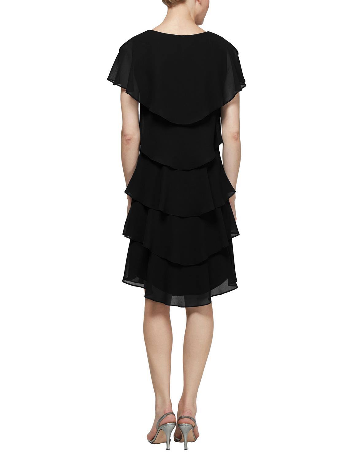 Chiffon Tiered Capelet Dress L640979