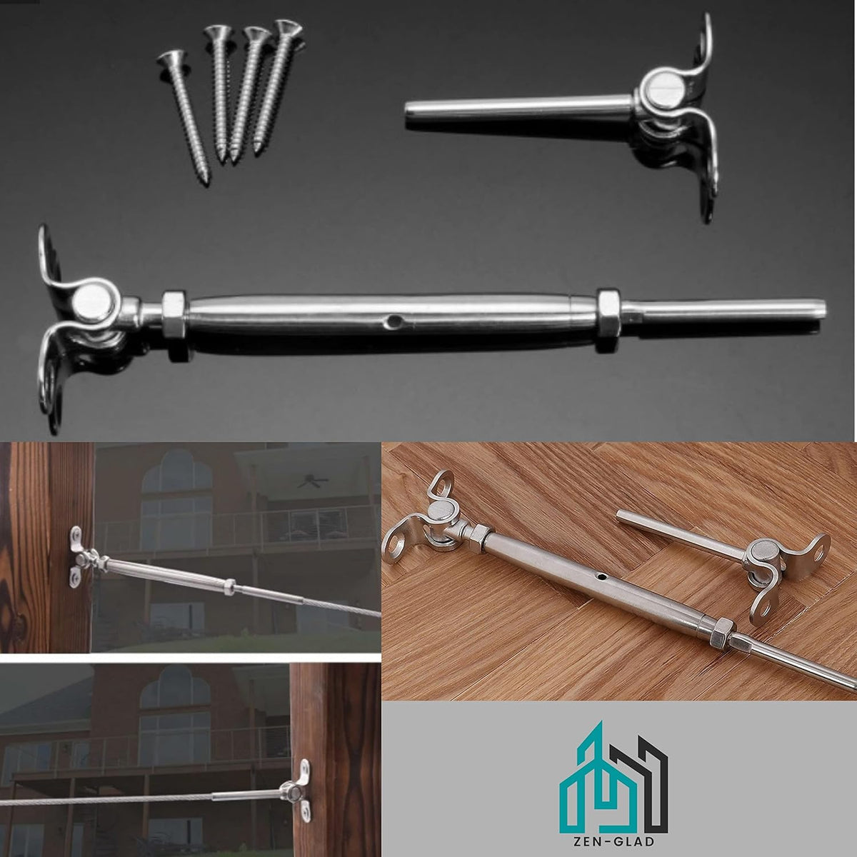20 Sets T316 Stainless Steel Adjustable Angle Cable Railing Hardware Kit S327007
