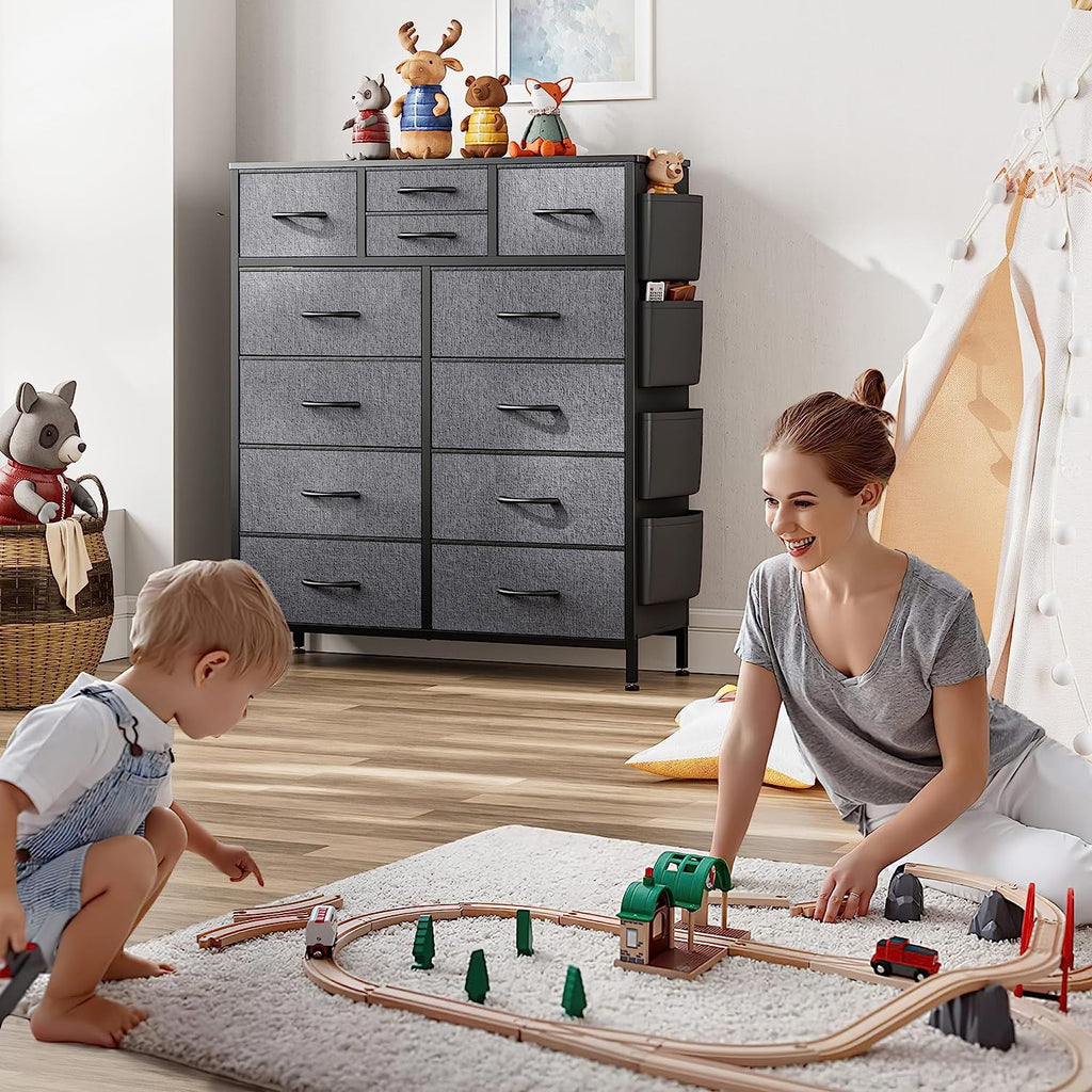 Black 10 Drawer Fabric Dresser B324