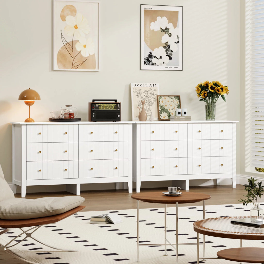 White 6 Drawer Wood Dresser Z267