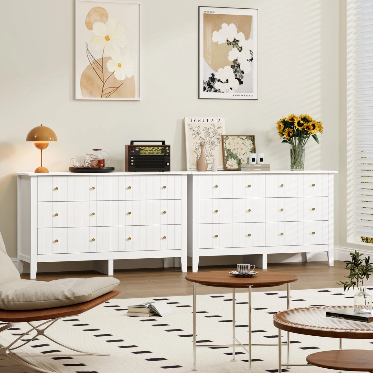 White 6 Drawer Wood Dresser Z267