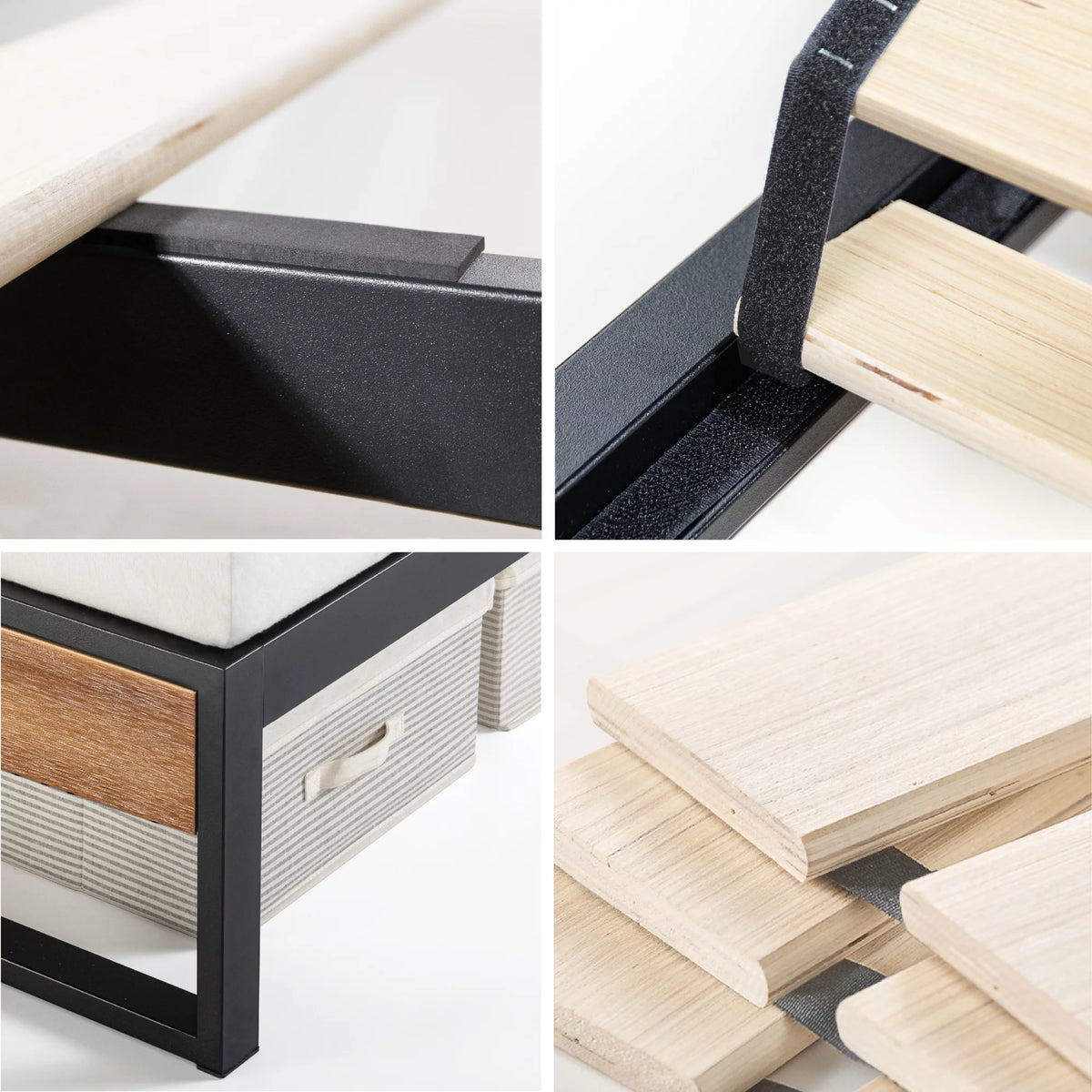 Metal and Wood Platform Bed Frame with Headboard, Chestnut Brown, Full W75770