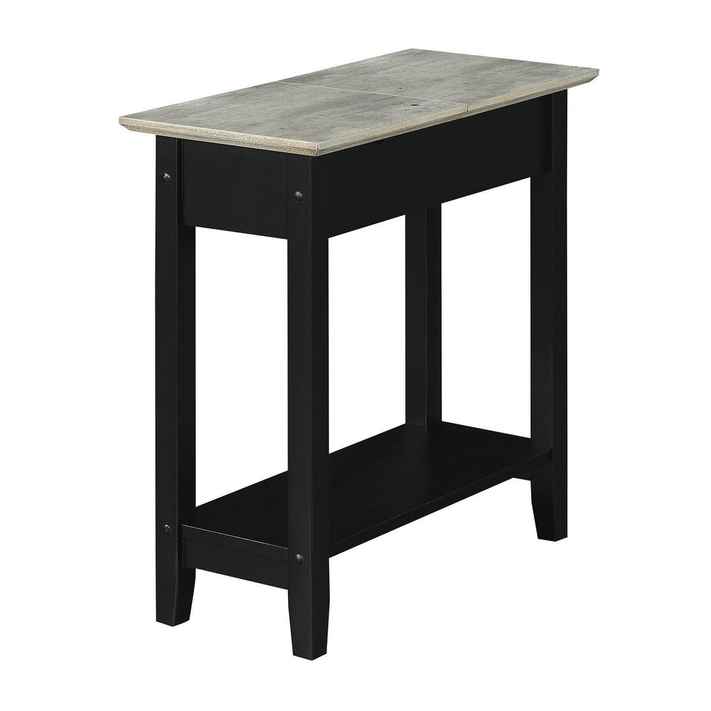 Flip Top End Table with Charging Station and Shelf Faux Birch/Black L7673
