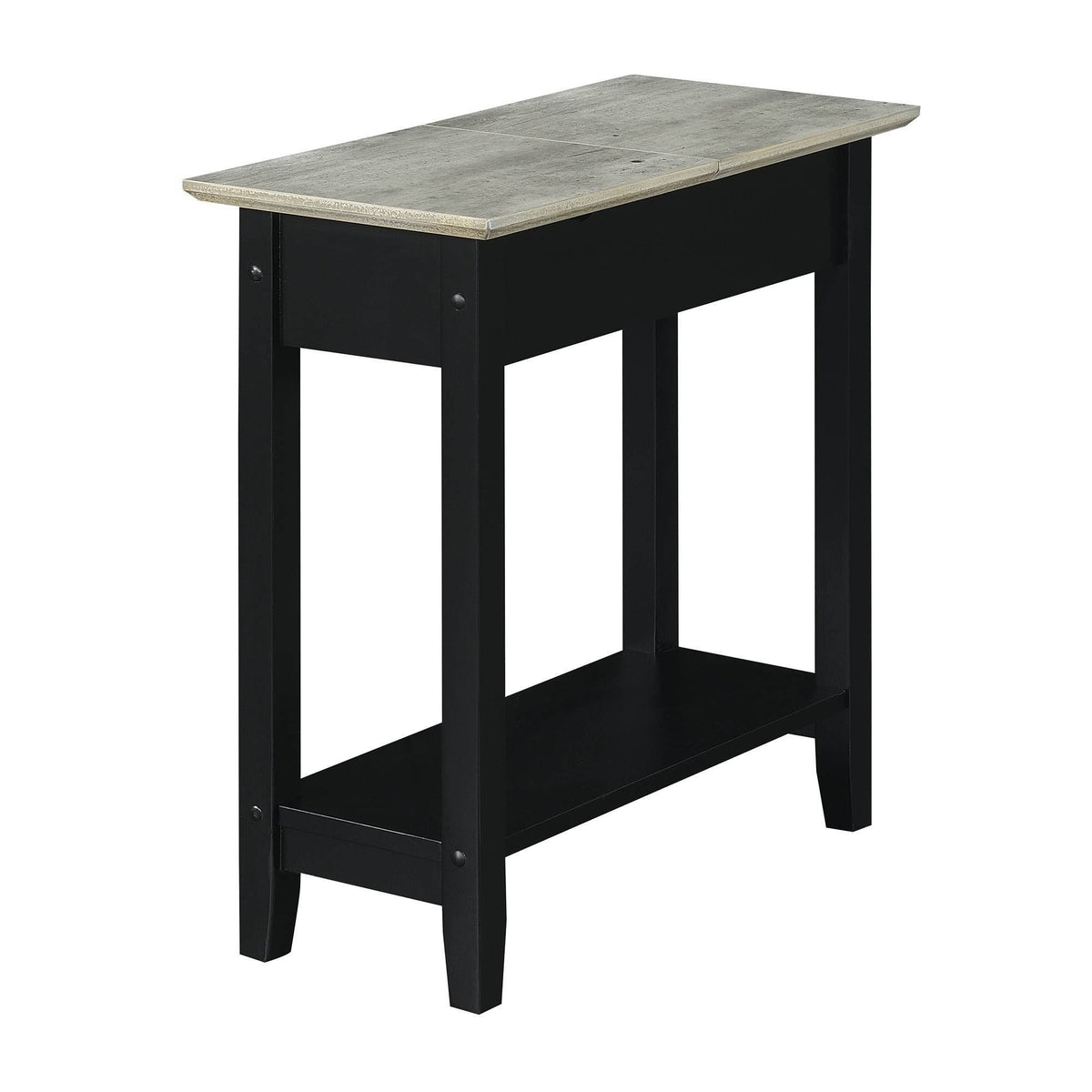 Flip Top End Table with Charging Station and Shelf Faux Birch/Black L7673