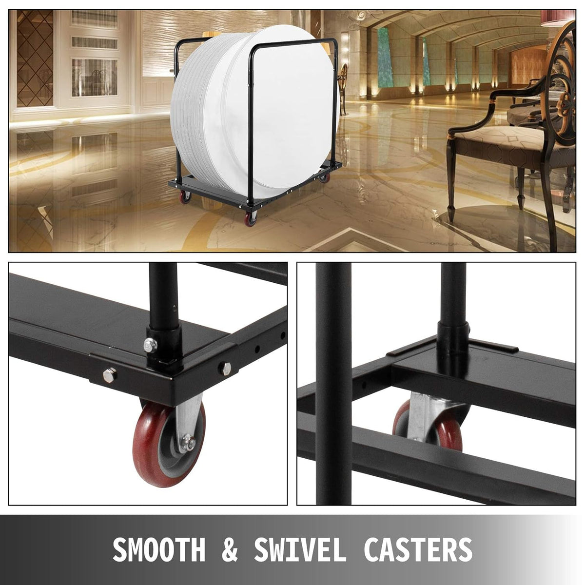 Black Steel Frame Folding Table Cart T9157