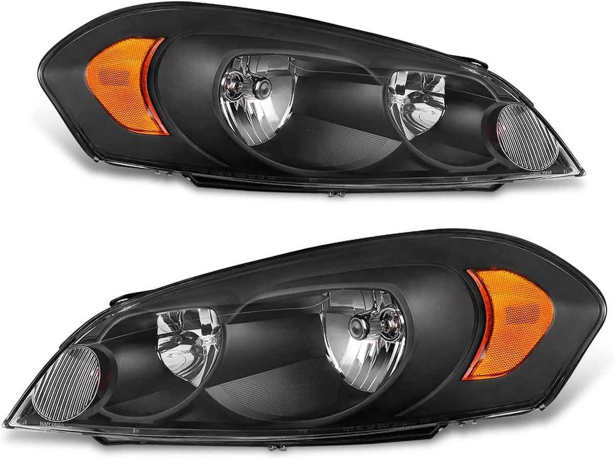 Chrome Housing Amber Reflector Headlight Assembly Driver and Passenger Side M70414