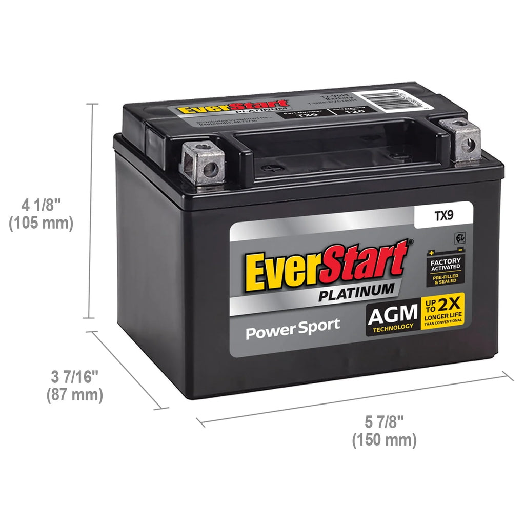 AGM Power Sport Battery Group Size TX9 12 Volt 120 CCA X770352