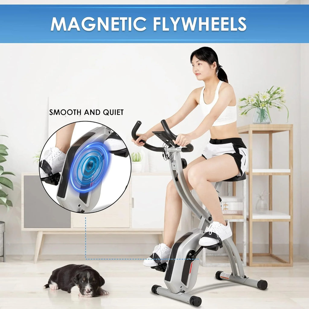 Folding Stationary Exercise Bike with LCD Monitor J674501