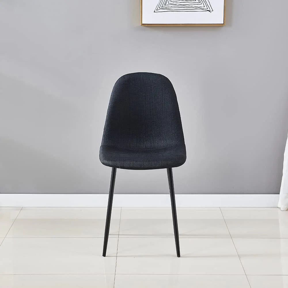 Black Fabric Upholstered Side Chairs Set of 4 with Metal Legs W3005