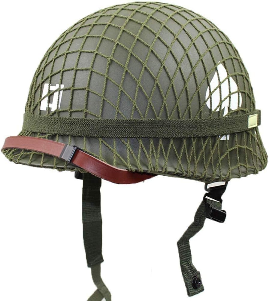 Green M1 Helmet Replica with Net and Chin Strap Pack of 2 Y243