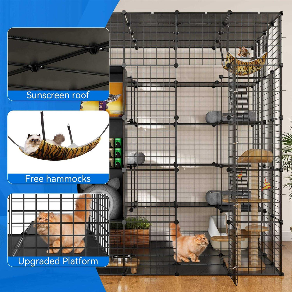 Large 5-Tier Cat Cage with Hammock P415111