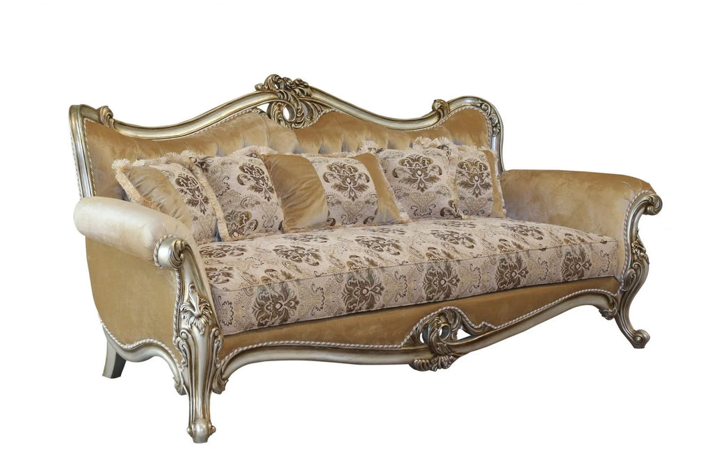 Antique Silver Wood Trim Sofa U5493