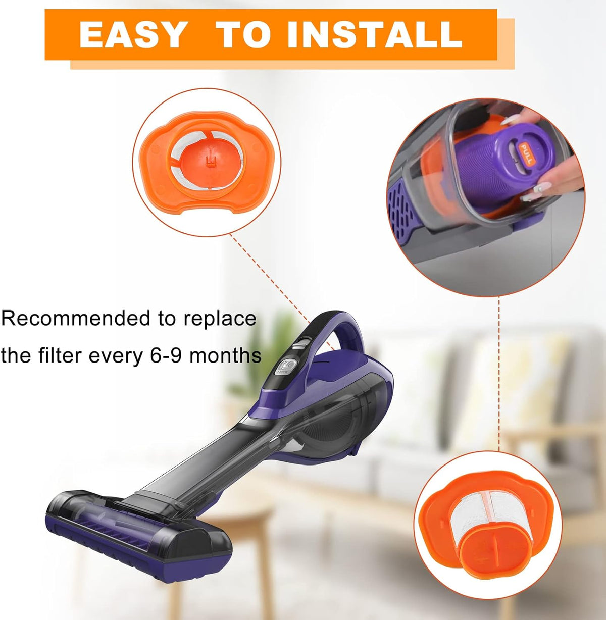 Filter Replacement Compatible with Black and Decker Hand Vacuum, Washable Hand Vacuum Filter (1PACK) T803819