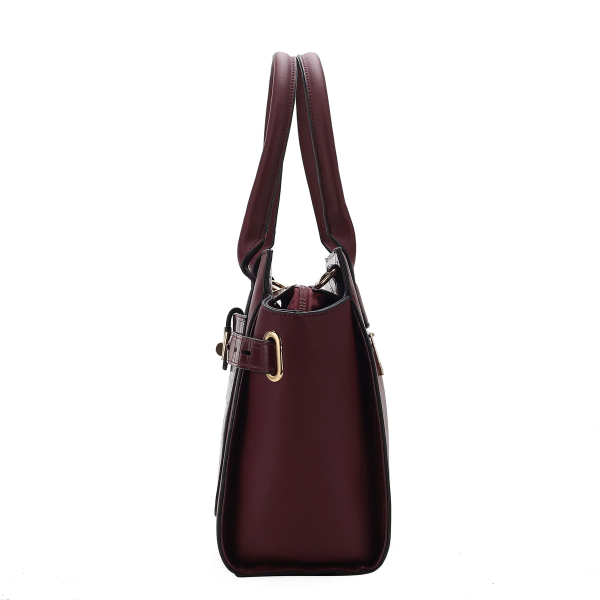 Crocodile Embossed Vegan Leather Satchel Bag with Wallet A175539