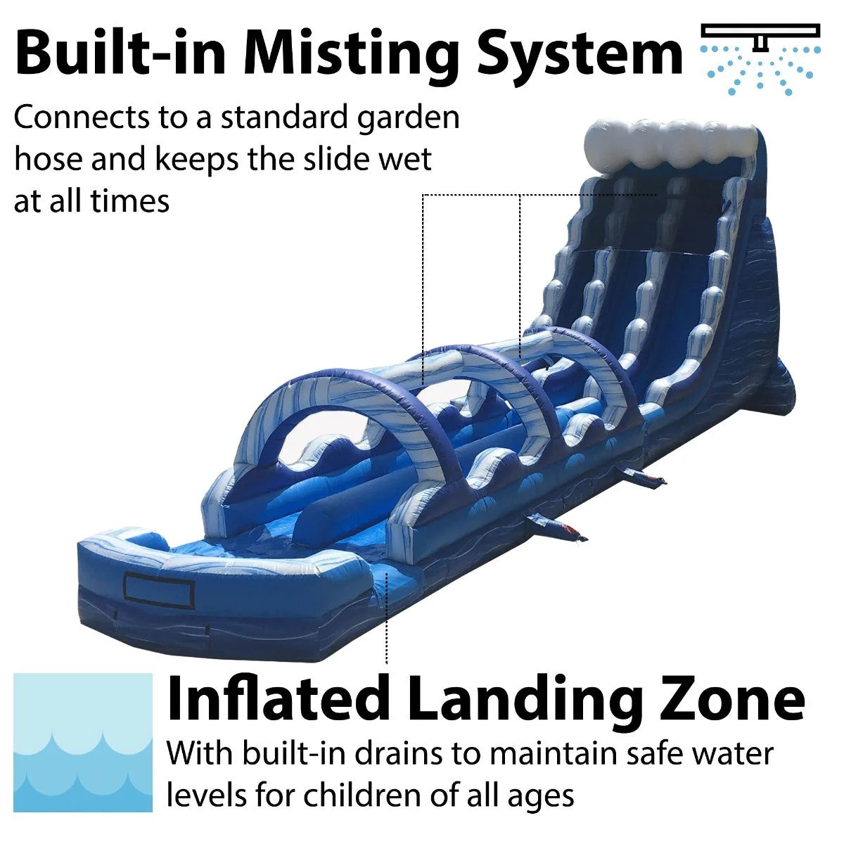 65' Commercial Inflatable Water Slide Blue Marble with Blower H390954