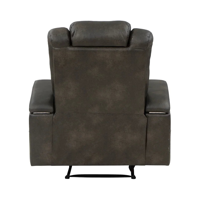 Brownish Gray Faux Leather Power Reclining Chair U54923