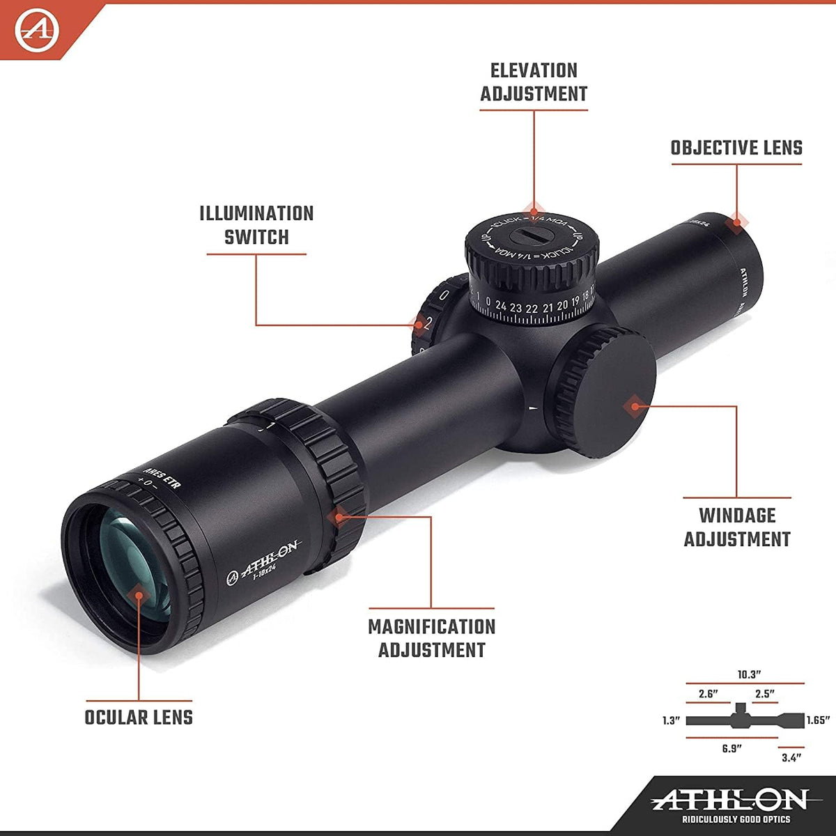 1-10x24 FFP IR MOA Riflescope with Lens Cleaning Pen B407