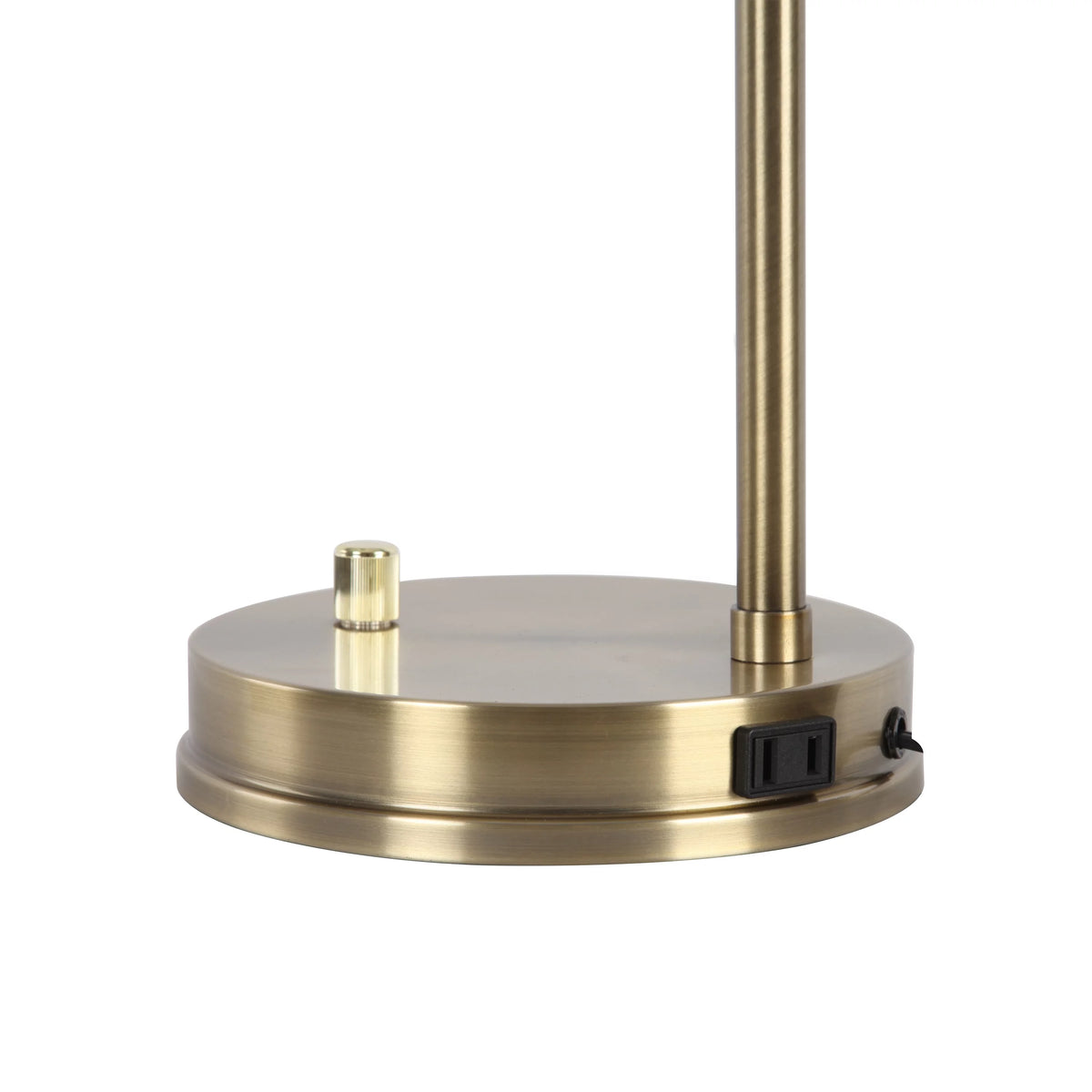 Gold Desk Lamp with Glass Shade and AC Outlet S54826