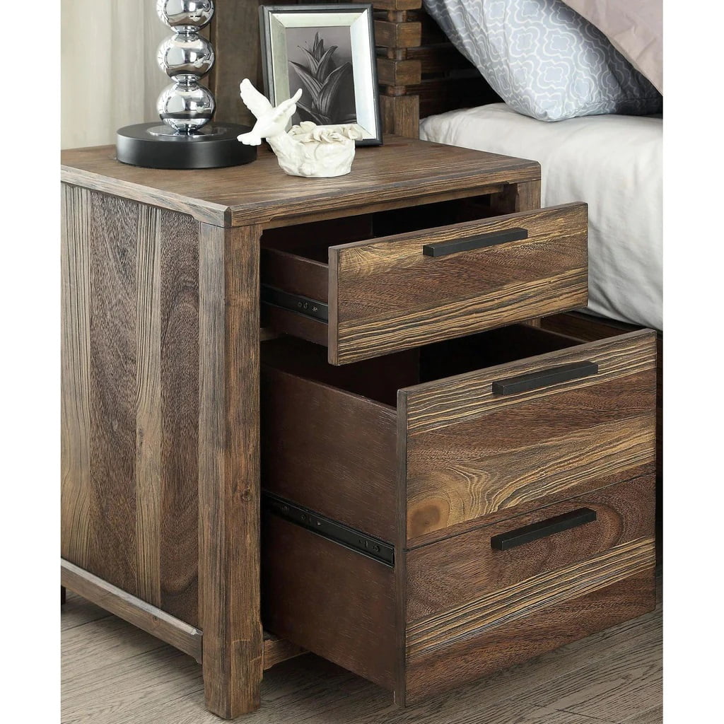 1pc Solid Wood Nightstand with Felt Lined Drawers M9560
