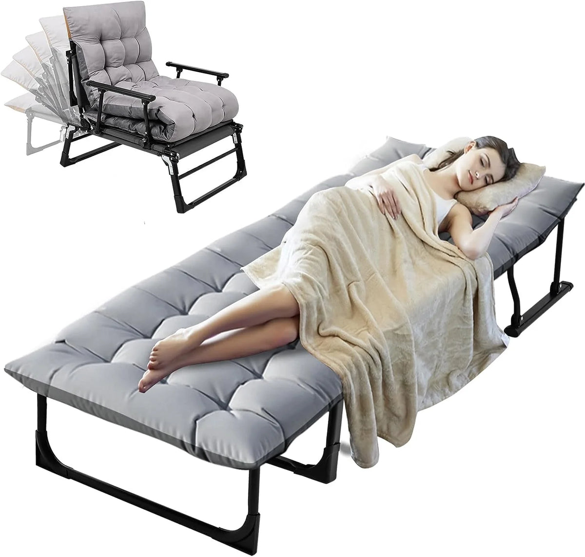 3 in 1 Folding Camping Cot Bed with Mattress & Pillow M1162
