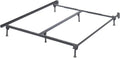 Black Adjustable Metal Bed Base Frame with Floor Glides W4292