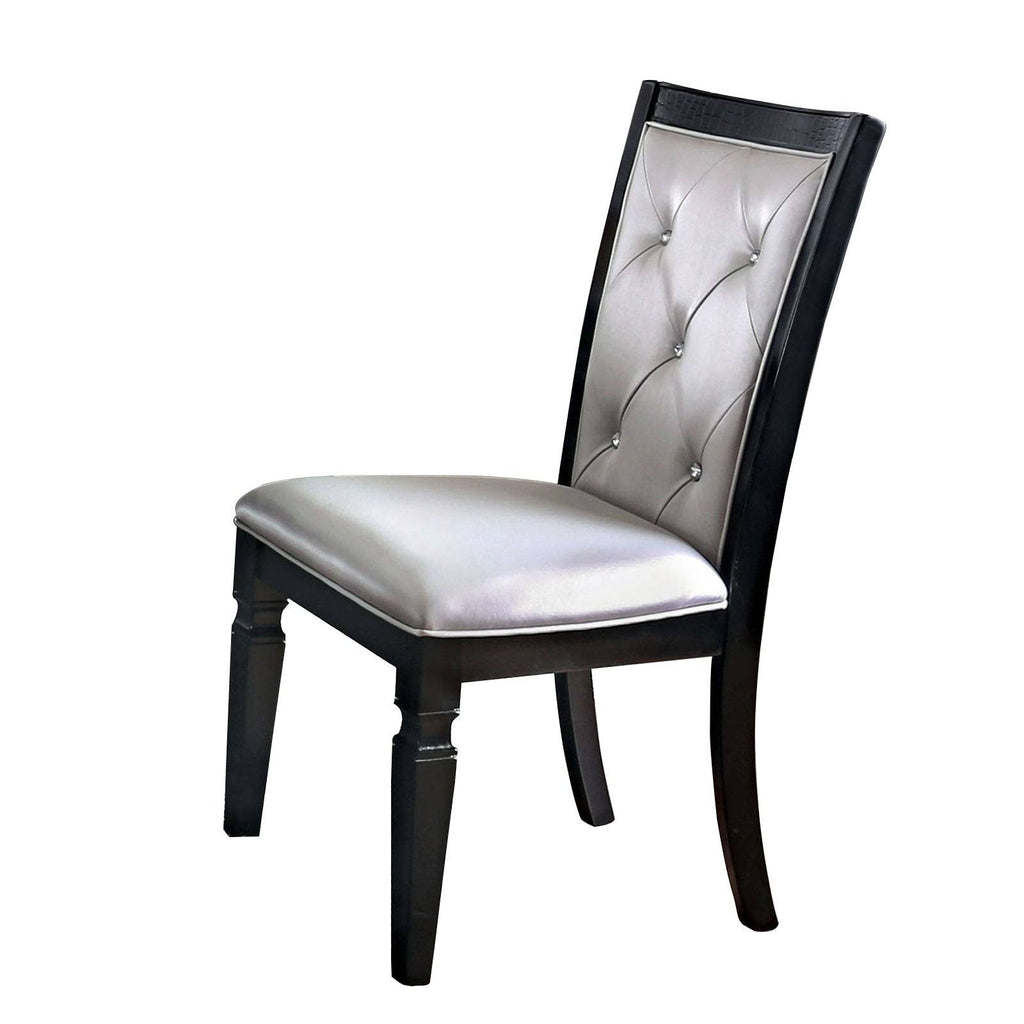 Silver and Black Wooden Side Chair Set of 2 F703