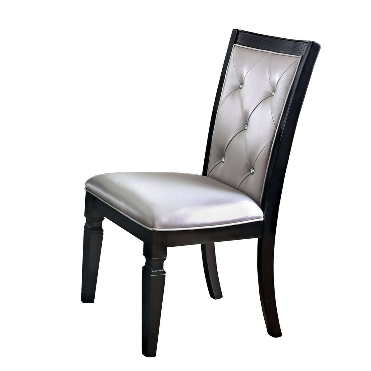 Silver and Black Wooden Side Chair Set of 2 F703