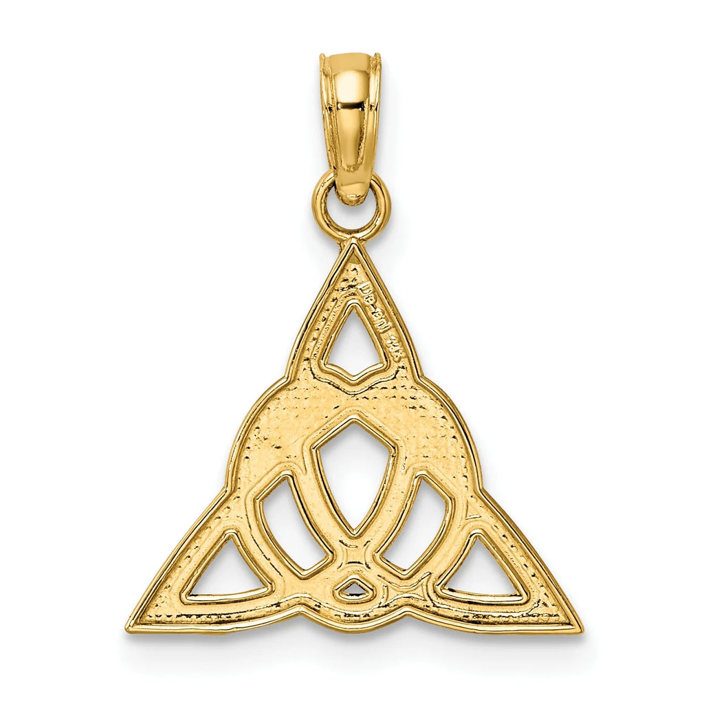 14K Yellow Gold Celtic Trinity Knot Pendant Charm with Rope Chain Necklace 18'' O84795