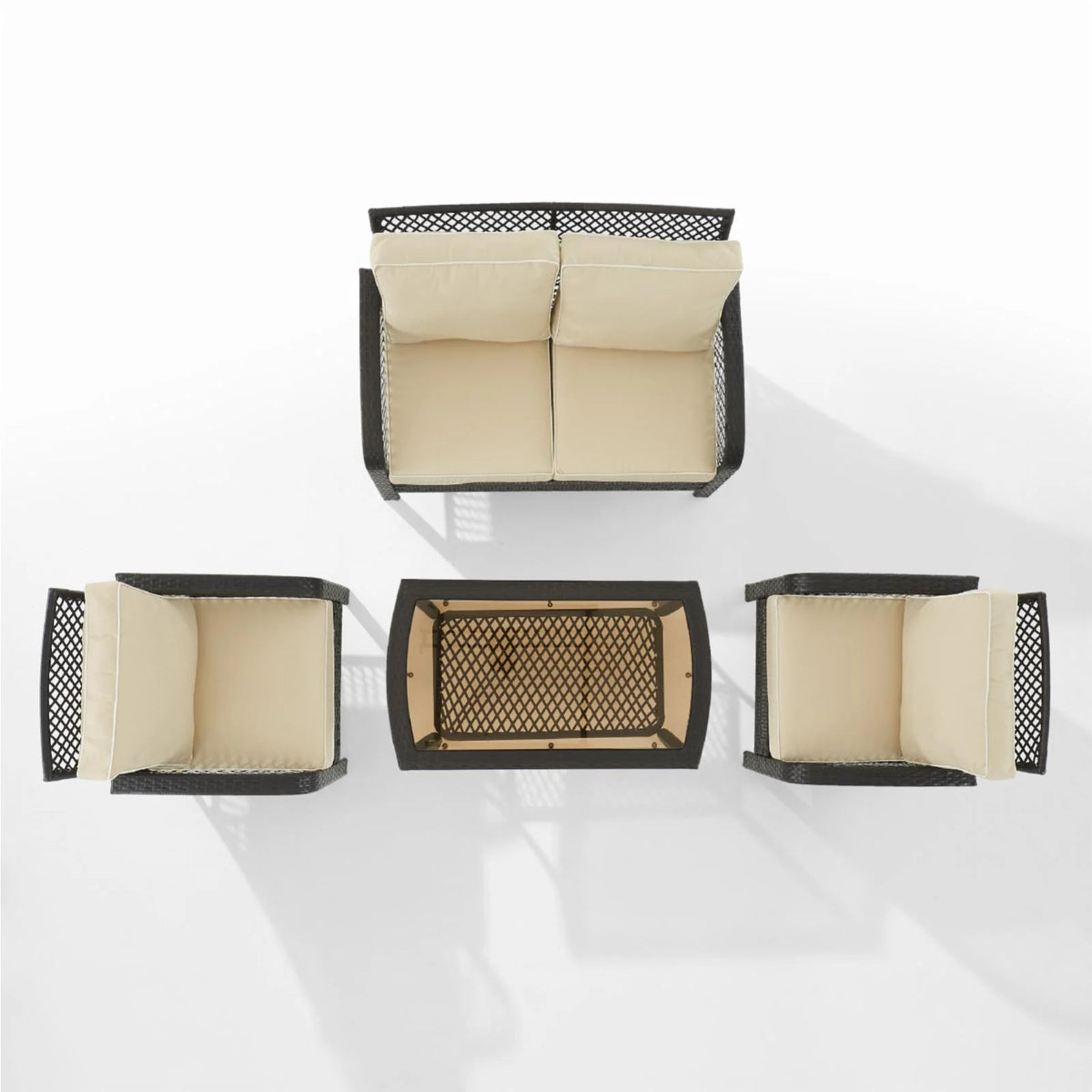 4 Piece Wicker Patio Sofa Set in Brown and Sand L4269