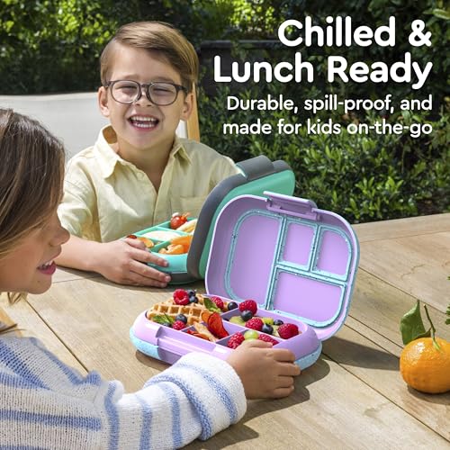 Kids Leak-Proof 4-Compartment Bento Lunch Box with Built-In Ice Pack L40750