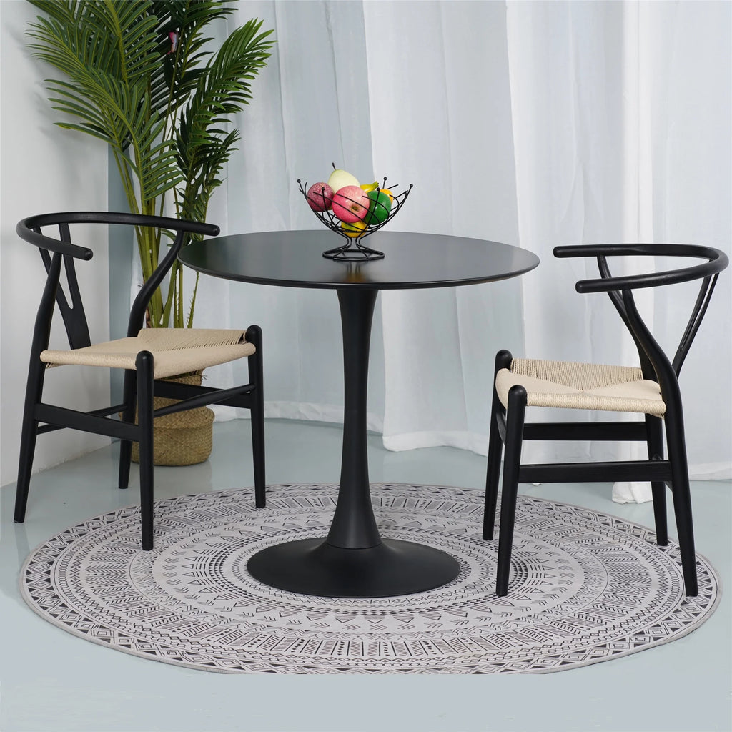 Black Solid Wood Rattan Dining Chair M871