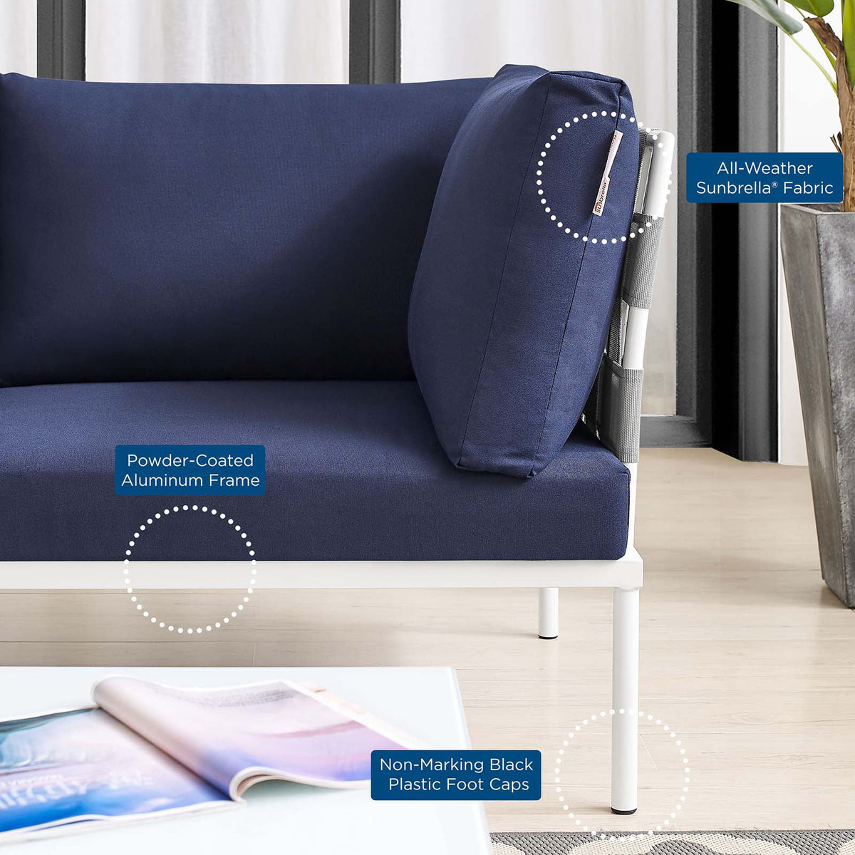 Grey Blue Navy Modern Outdoor Lounge Sofa O20043