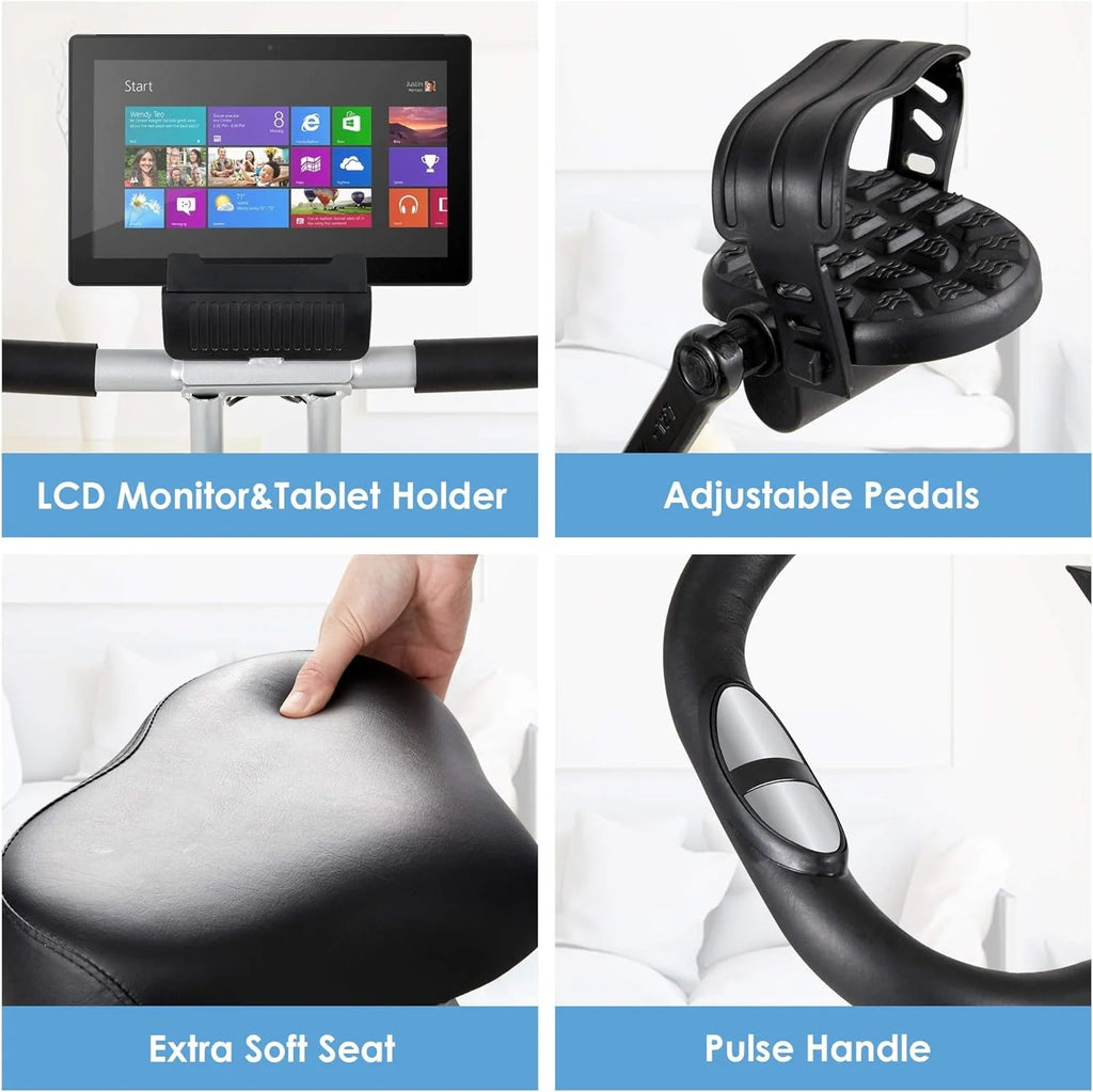 Folding Stationary Exercise Bike with LCD Monitor J674501