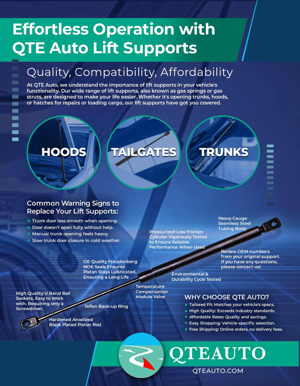 Pair of 2 Rear Tailgate Lift Support Y7419