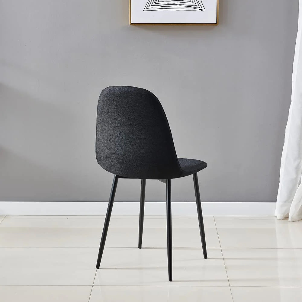 Black Fabric Upholstered Side Chairs Set of 4 with Metal Legs W3005